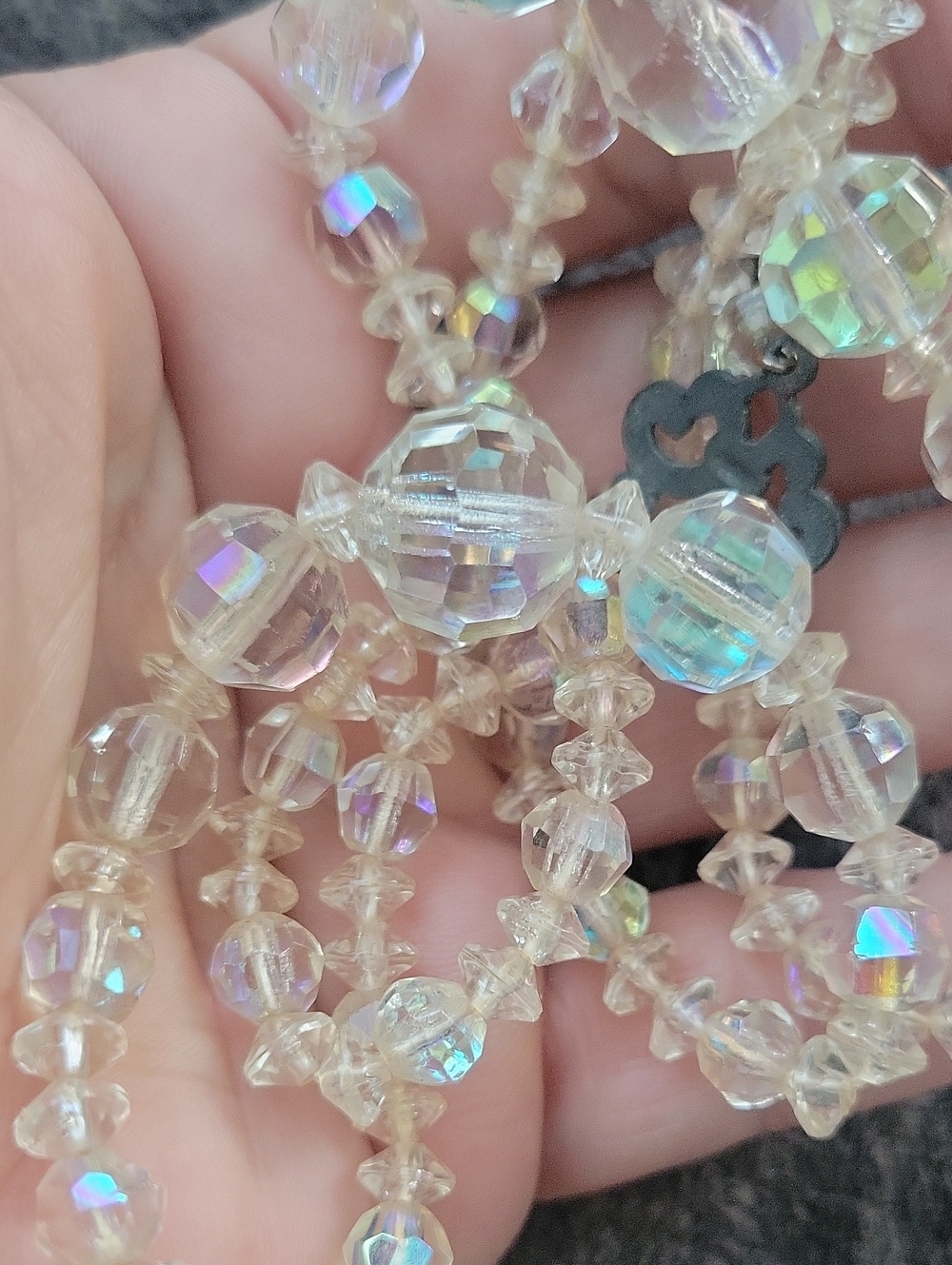 Vtg LOT of 2 AB Rock Crystal Double strand Chokers - Picture 10 of 13